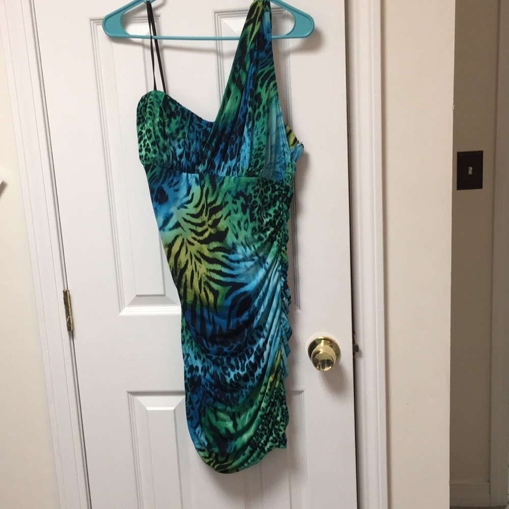 Animal Print One Shoulder Dress